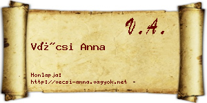 Vécsi Anna névjegykártya