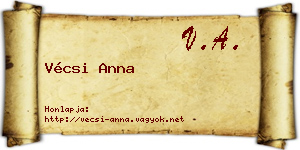 Vécsi Anna névjegykártya