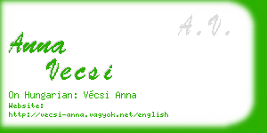 anna vecsi business card